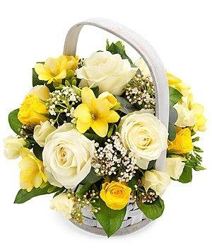 Yellow and White Basket.